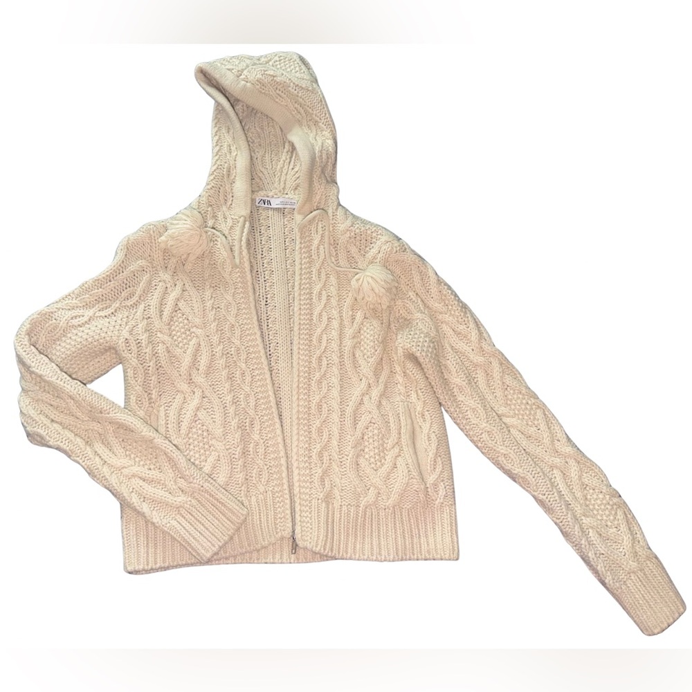 Zara Cream Cable Knit Cardigan